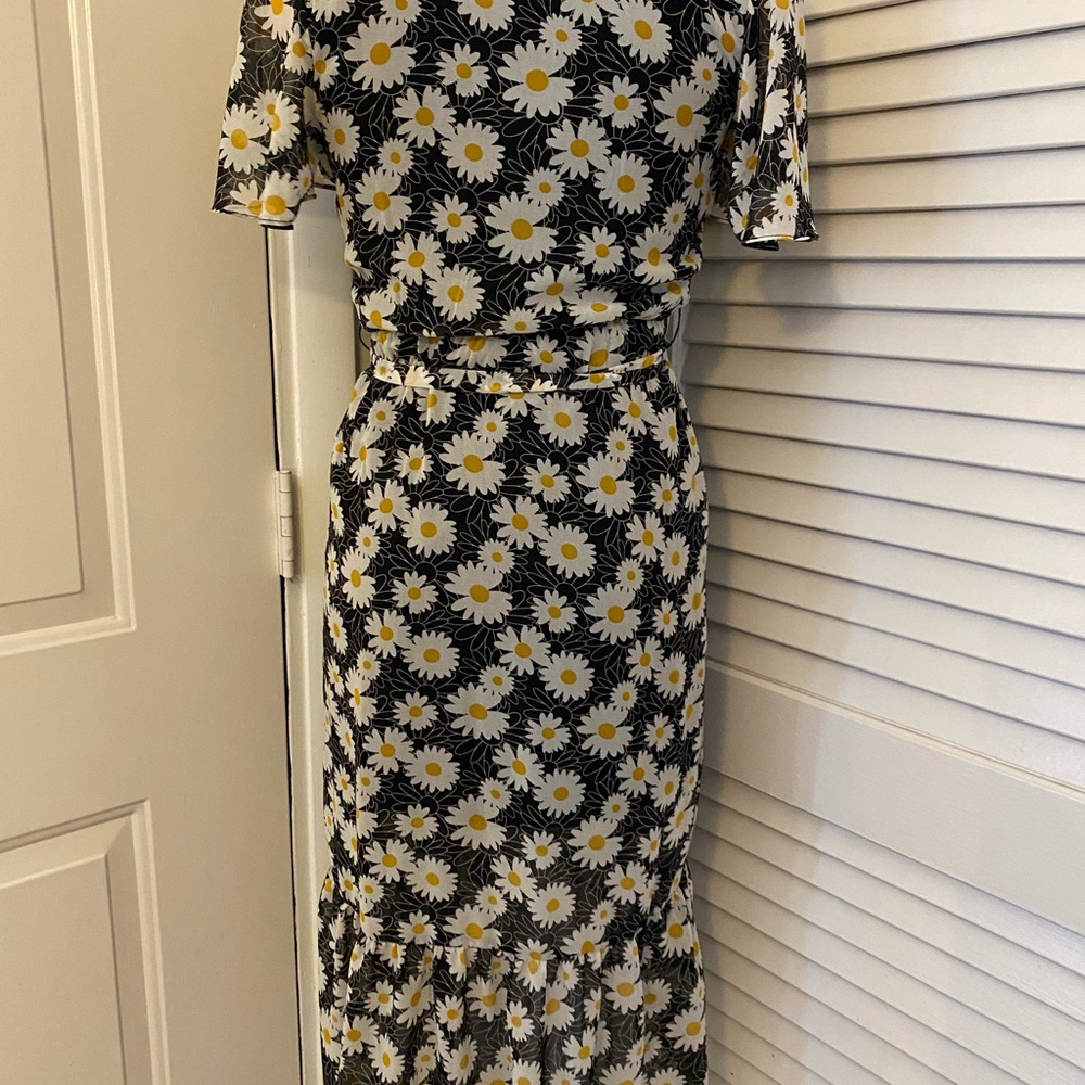 Rewind Daisy Print Black and White Wrap Dress- Size XS - Picture 6 of 9